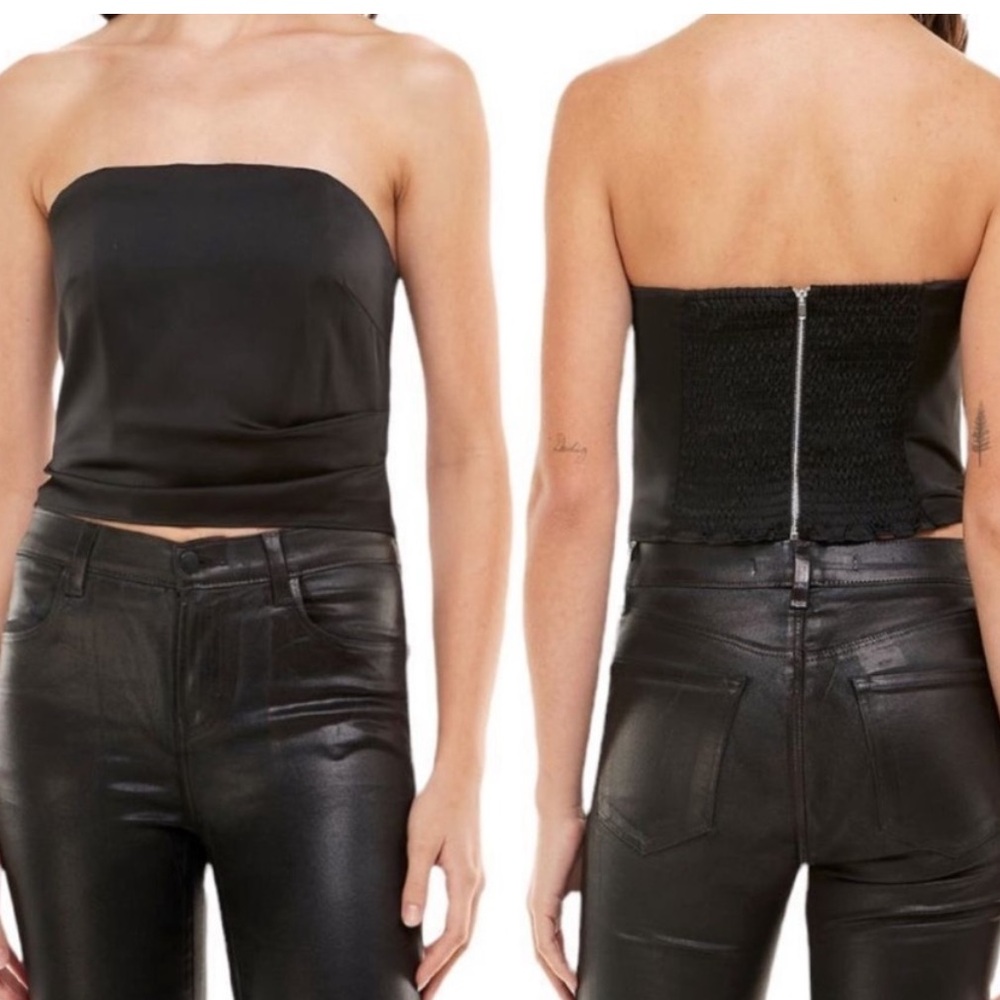 Black Satin strapless Top